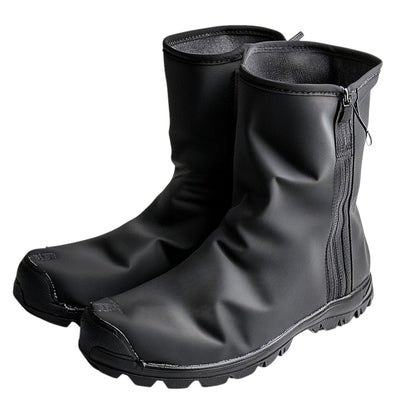 Thomp High Tube Waterproof Shoe Covers - Heavy Duty Oxford Rain Boots Protectors with Reflective Strips & Vulcanized Rubber Sole for Motorcycle & Cycling