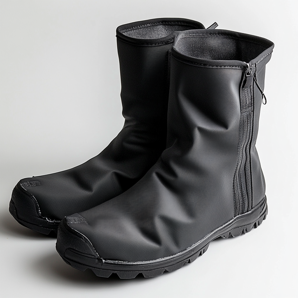 Thomp High Tube Waterproof Shoe Covers - Heavy Duty Oxford Rain Boots Protectors with Reflective Strips & Vulcanized Rubber Sole for Motorcycle & Cycling