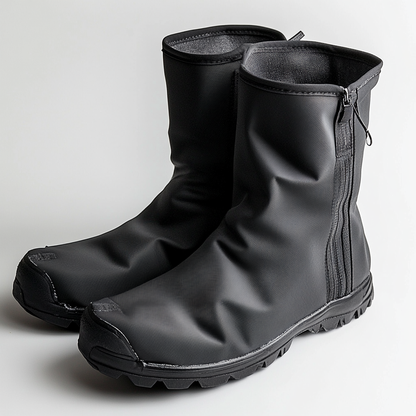 Thomp High Tube Waterproof Shoe Covers - Heavy Duty Oxford Rain Boots Protectors with Reflective Strips & Vulcanized Rubber Sole for Motorcycle & Cycling