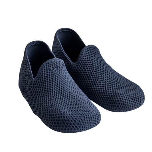 Thomp Reusable Indoor Shoe Covers - Washable Fabric Booties for Real Estate Open House, Contractors & Home - Non-Slip Rubber Dot Sole - Navy Blue